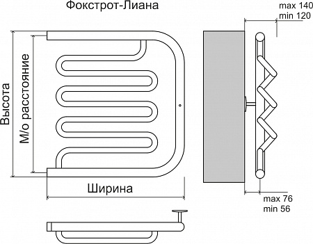 Фокстрот-Лиана AISI 500х500 Полотенцесушитель  TERMINUS Нижнекамск - фото 3