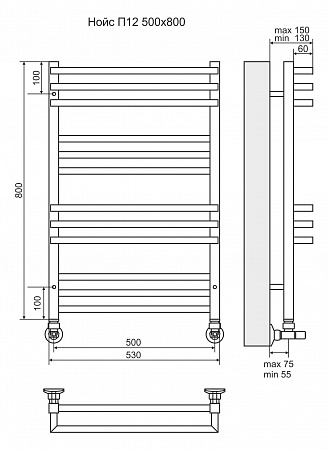 Нойс П12 500х800 Полотенцесушитель  TERMINUS Нижнекамск - фото 3