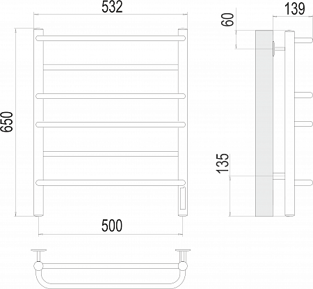 Евромикс П6 500х650 Электро (quick touch) Полотенцесушитель  TERMINUS Нижнекамск - фото 3