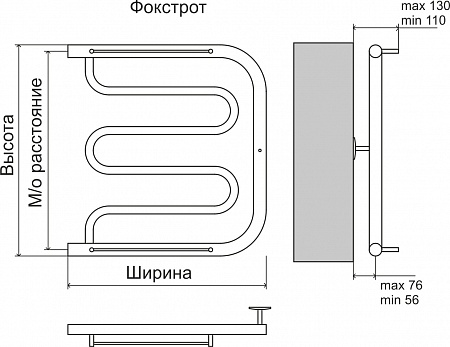 Фокстрот AISI 32х2 500х400 Полотенцесушитель  TERMINUS Нижнекамск - фото 4