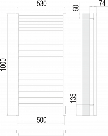 Енисей П12 500х1000  электро (sensor quick touch) Полотенцесушитель TERMINUS  Нижнекамск - фото 3