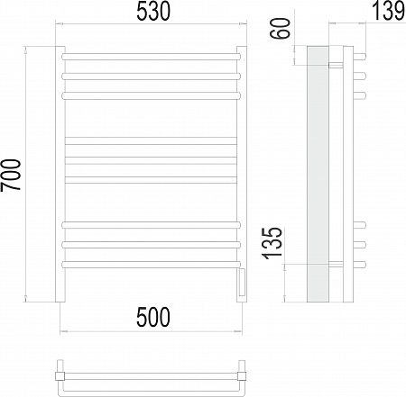 Соренто П9 500х700 электро (sensor quick touch) Полотенцесушитель  TERMINUS Нижнекамск - фото 3