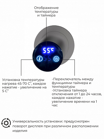 Рондо П2 350х760 электро Полотенцесушитель TERMINUS Оружейная сталь Нижнекамск - фото 5