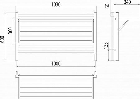 Горизонт П8 1000х600 электро КС ЧЕРНЫЙ МУАР (sensor quick touch) Полотенцесушитель TERMINUS Нижнекамск - фото 5